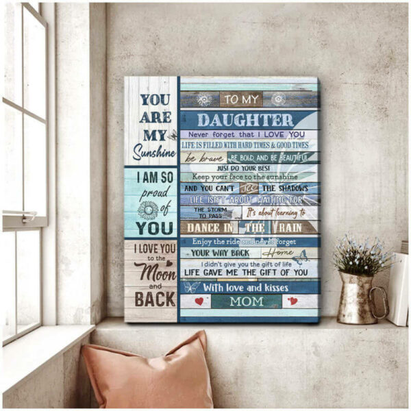 To My Daughter You Are My Sunshine Canvas Wall Art CA220 - Image 3