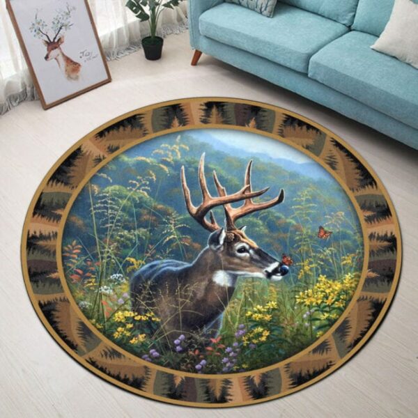 Deer Hunting Round Carpet Rug - Round Rugs RG710 - Image 2