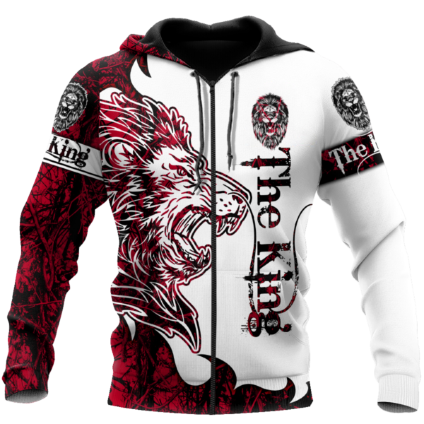 The Red King Lion Tattoo Over Printed Hoodie TP - Image 3