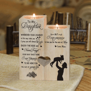 To My Daughter Gift From Mom Candle Holder With Heart