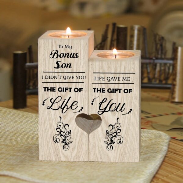 To My Bonus Son Candle Holder With Heart