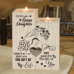 To My Bonus Daughter Candle Holder With Heart