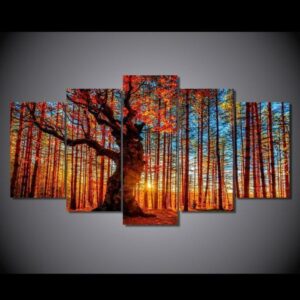 Acrylic Glass Wall Art, Autumn Fall Forest Trees Foliage Nature